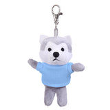 Soft Plush Wolf Keychain with Tee Blue