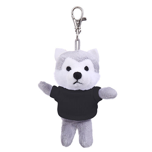 Soft Plush Wolf Keychain with Tee black