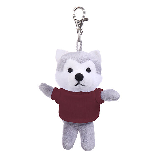 Soft Plush Wolf Keychain with Tee Burgundy