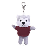 Soft Plush Wolf Keychain with Tee Burgundy