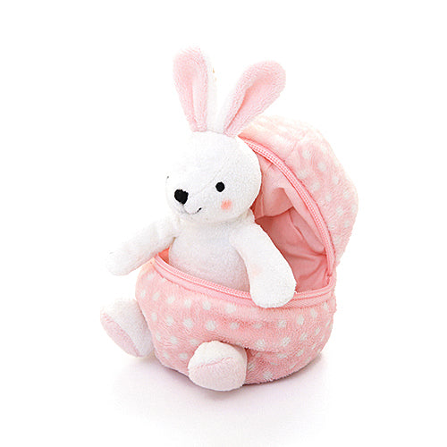 Easter Zip-Up Bunny Sitting Left Side, 6", featuring a cute zippered design and soft fur by Plushland.