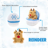 Holiday Zippy Zip Up Snowball Animals-reindeer