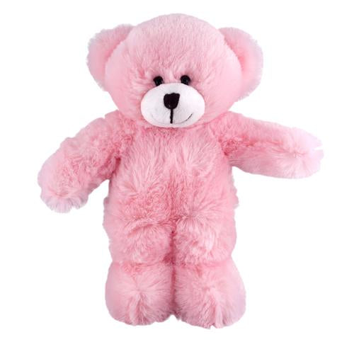 8" Standing Floppy Pink Teddy Bear, Soft Fur and Relaxed Design by Plushland.