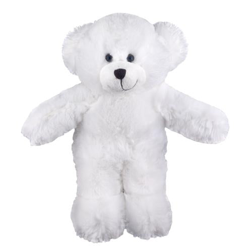 8" Standing Floppy White Teddy Bear, Soft Fur and Relaxed Design by Plushland.