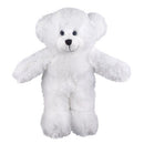 8" Standing Floppy White Teddy Bear, Soft Fur and Relaxed Design by Plushland.