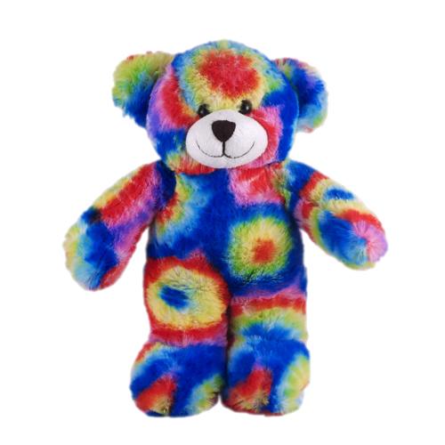8" Standing Floppy Tie Dye Teddy Bear, Soft Fur and Relaxed Design by Plushland.