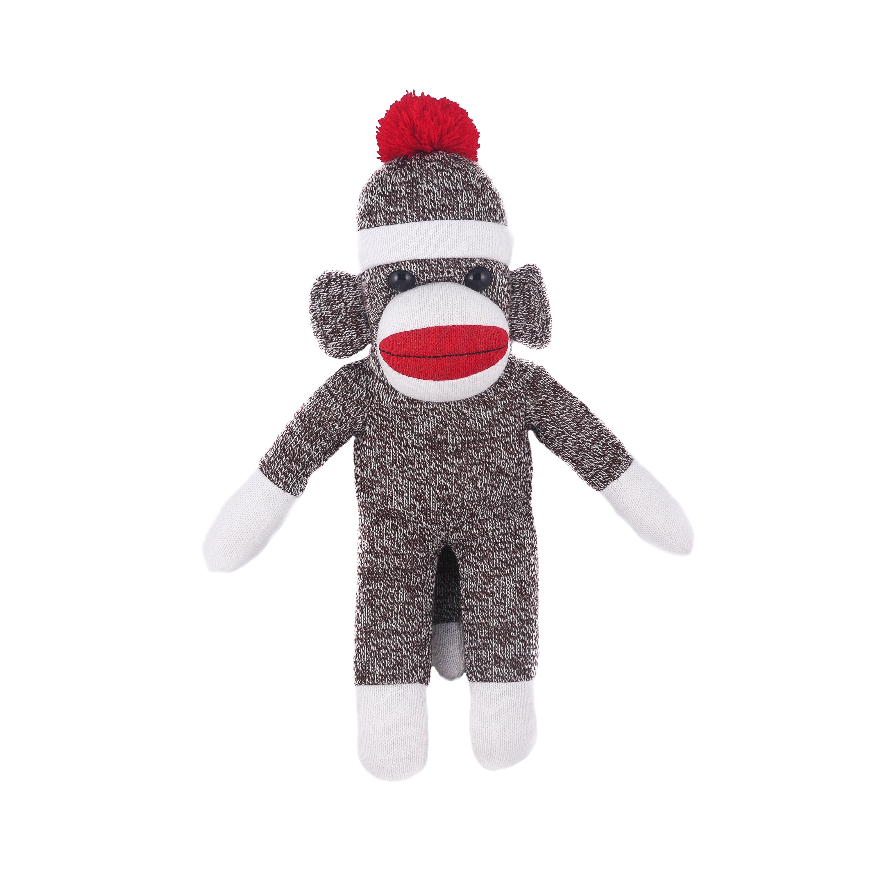 10-inch original Floppy Sock Monkey Standing plush toy, soft and huggable by Plushland