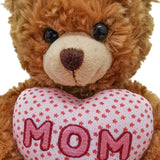 Mocha Sitting Bear with Mom floral heart 9"
