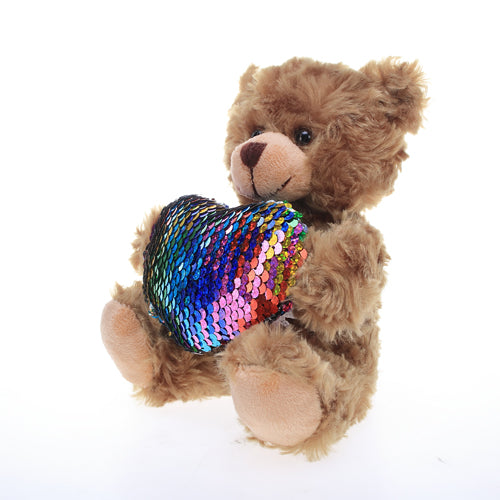 Mocha bear Shiny Heart Reversible Rainbow heart