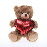 Sitting bears (mocha) with sequin heart, 6"