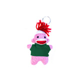 Pink Sock Monkey Keychain 4"