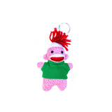 Pink Sock Monkey Keychain 4"