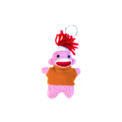 Pink Sock Monkey Keychain 4"
