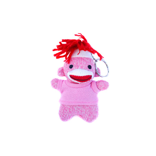 Pink Sock Monkey Keychain 4"