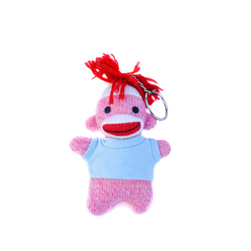 Pink Sock Monkey Keychain 4"