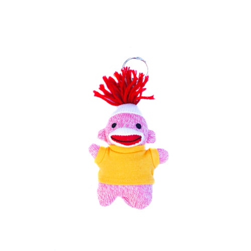 Pink Sock Monkey Keychain 4"