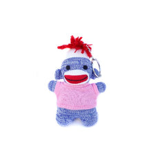 pink teen Sock Monkey Keychain 4 inches