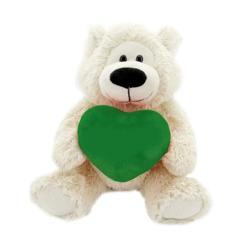 12" Sitting Sophie Bear with Custom Holding Pink Heart, Soft Fur, and Personalized Design by Plushland.