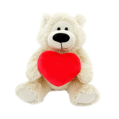 12" Sitting Sophie Bear with Custom Holding Red Heart, Soft Fur, and Personalized Design by Plushland.