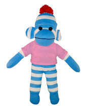 Floppy Blue Sock Monkey with Tee - Custom Text on Shirt 10 Inch