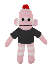 Floppy Pink Sock Monkey with Tee - Custom Text on Shirt 10 Inch