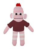 Plushland 10 Inch Floppy Pink Sock Monkey Plush Stuffed Animal Personalized Gift