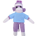 10'' Baby Blue Floppy Sock Monkey, soft, customizable, and cuddly