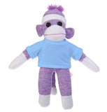 Floppy Purple Sock Monkey with Tee - Custom Text on Shirt 10 Inch