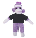 Floppy Purple Sock Monkey with Tee - Custom Text on Shirt 10 Inch