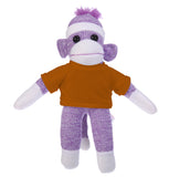 Floppy Purple Sock Monkey with Tee - Custom Text on Shirt 10 Inch
