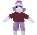 10'' Maroon Floppy Sock Monkey, soft, customizable, and cuddly