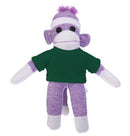 10'' Forest Green Floppy Sock Monkey, soft, customizable, and cuddly