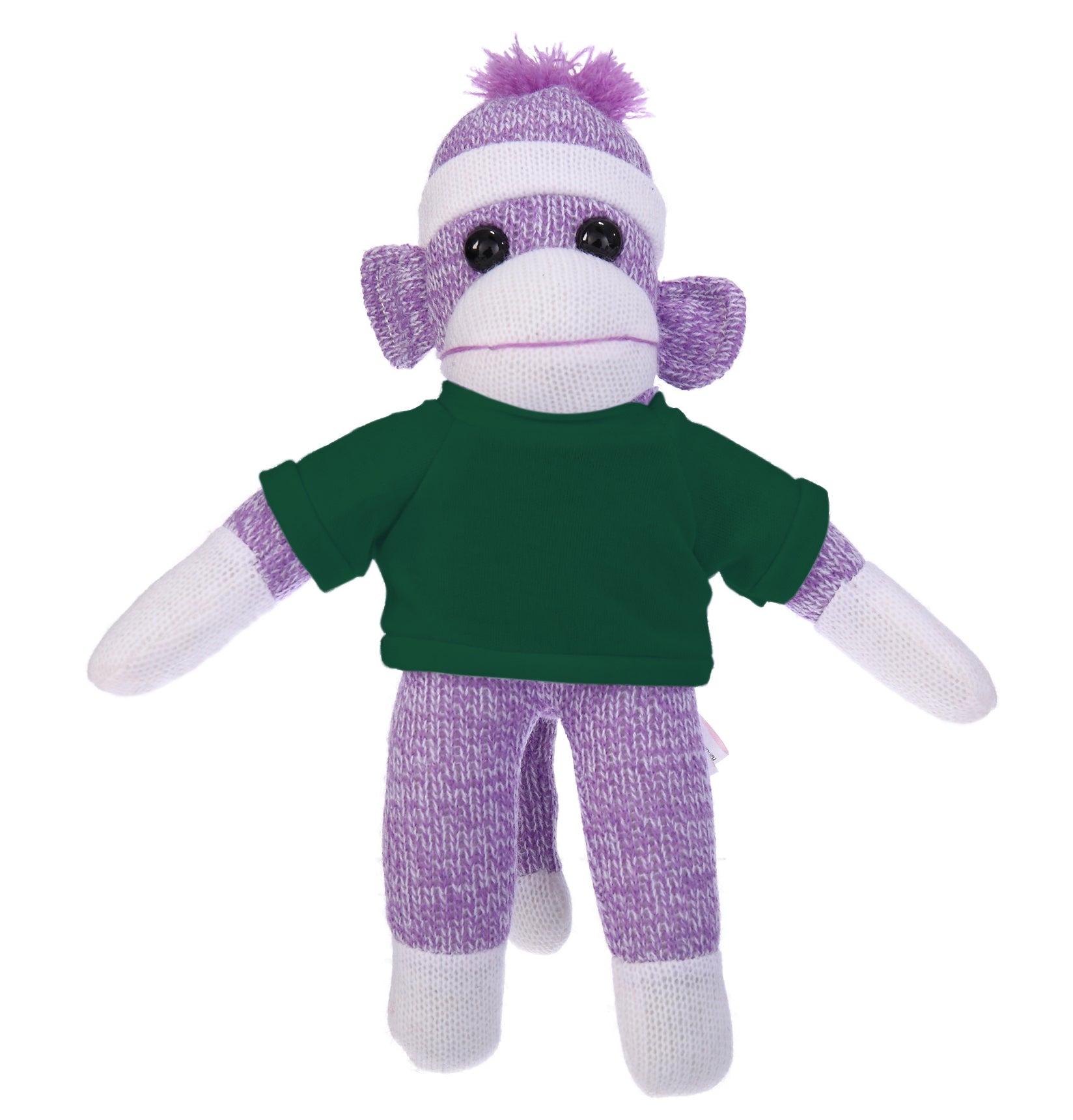 10'' Forest Green Floppy Sock Monkey, soft, customizable, and cuddly