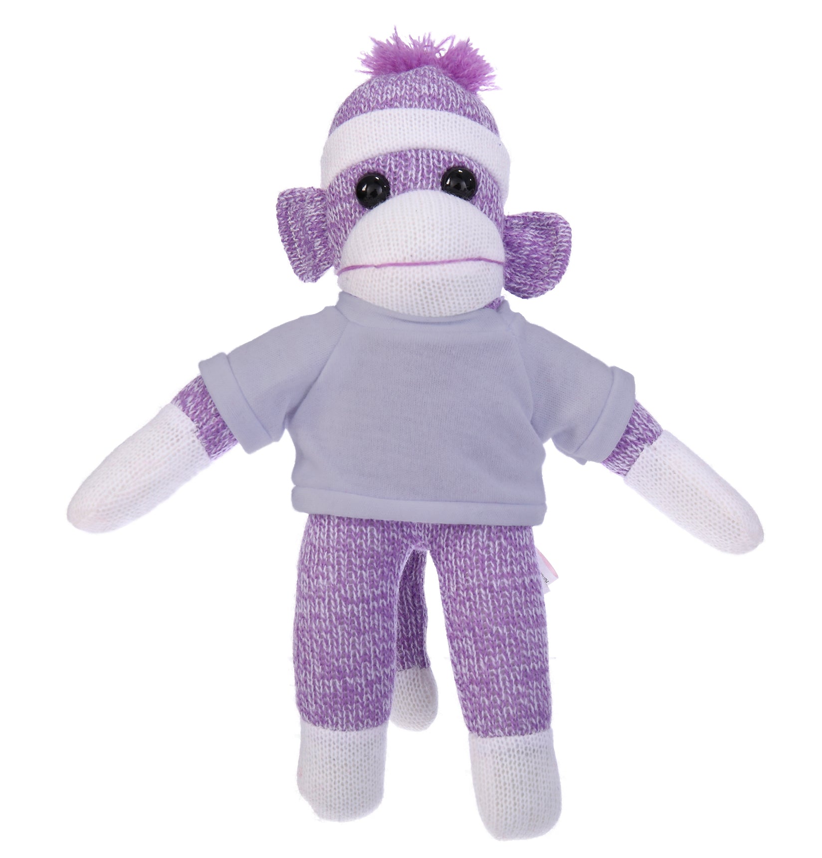 10'' Heather Gray Floppy Sock Monkey, soft, customizable, and cuddly