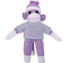10'' Heather Gray Floppy Sock Monkey, soft, customizable, and cuddly