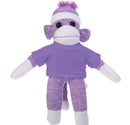 10'' Purple Floppy Sock Monkey, soft, customizable, and cuddly