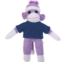 10'' Navy Blue Floppy Sock Monkey, soft, customizable, and cuddly