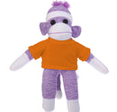 10'' Orange Floppy Sock Monkey, soft, customizable, and cuddly