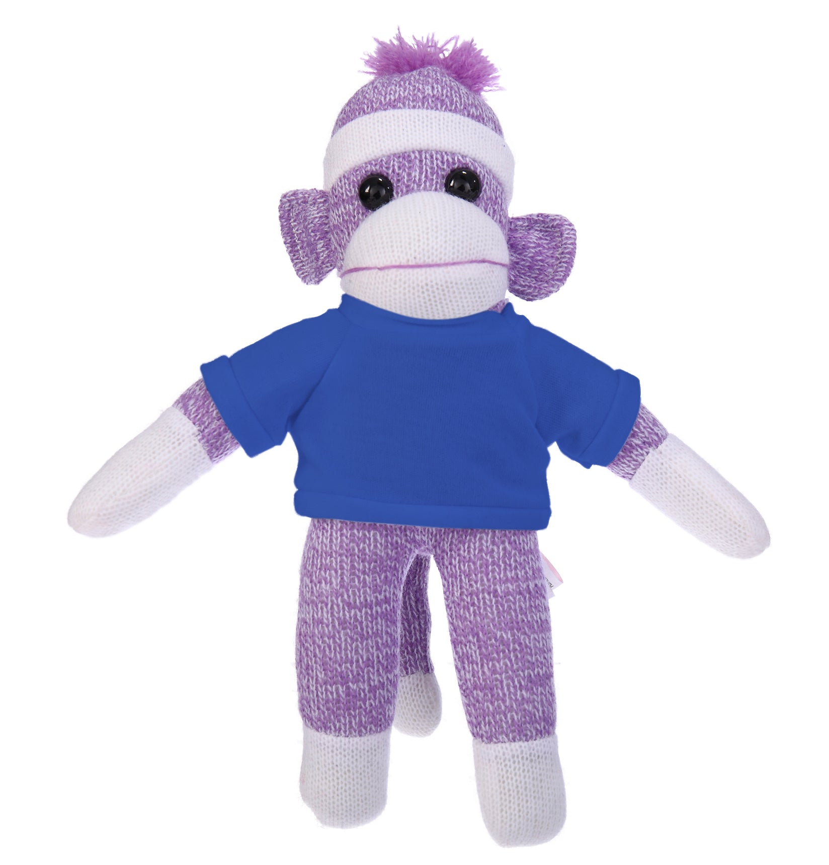 10'' Royal Blue Floppy Sock Monkey, soft, customizable, and cuddly