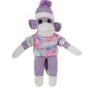 10'' Tyedye Floppy Sock Monkey, soft, customizable, and cuddly