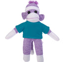 10'' Turquoise Floppy Sock Monkey, soft, customizable, and cuddly