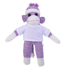 Floppy Purple Sock Monkey with Tee - Custom Text on Shirt 10 Inch