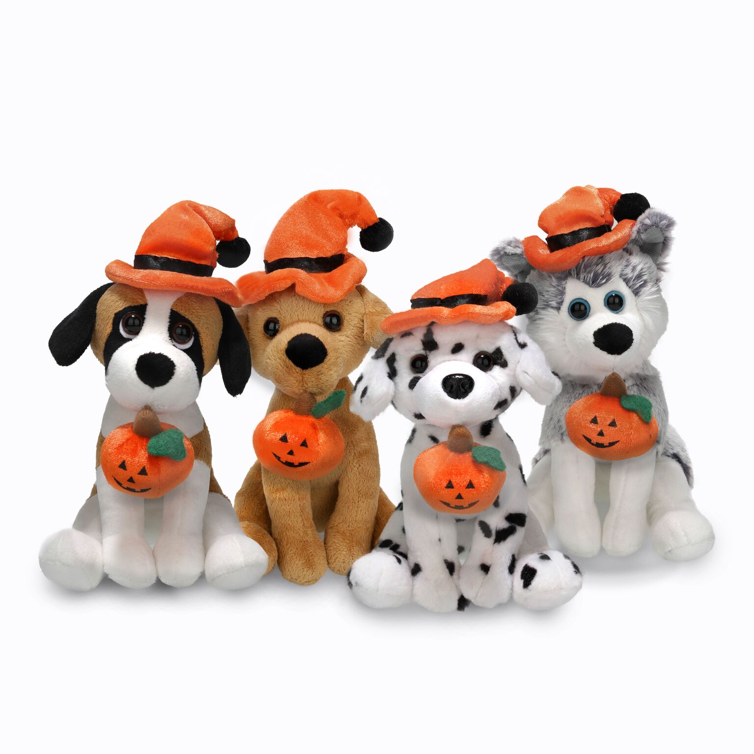 "Halloween Dog Plush Set with Labrador, Beagle, Husky, and Dalmatian – Halloween Plush Animals"
