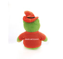 Back view of Halloween Frog Stuffed Animal 12" wearing a Halloween T-shirt and festive hat