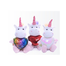 "stuffed toy unicorn holding white teddy bear heart – 6 inch by Plushland"