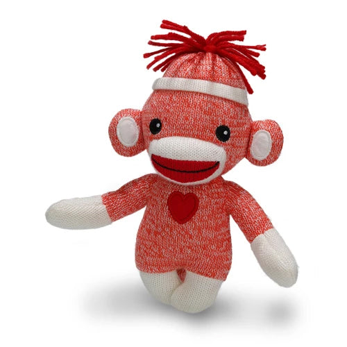 "sock monkey plush from Love Sockiez with colorful design and teddy bear heart – 6 inch by Plushland"
