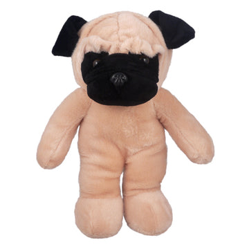 Floppy Pug stuffed animal plush toy with soft black and tan fur and floppy body