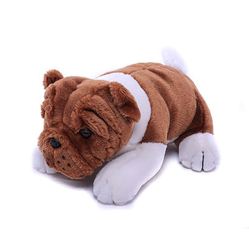 Adorable stuffed animal bulldog puppet toy by Plushland with soft plush fabric and lifelike bulldog design

